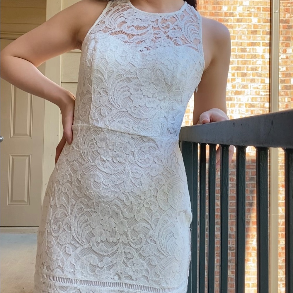 Price firm: Hollister white lace halter mini dress - Picture 2 of 8
